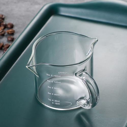 DOERDO Glass Espresso Measuring Cup - 150ml/5oz Double Spouts Pitcher with Handle for Coffee and More - Image 4