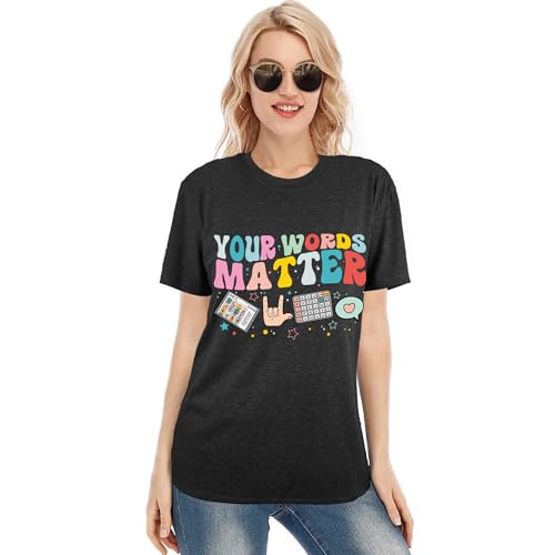 Autism Speech Therapy Shirt Teacher Shirts Women Inspirational Letter Print Graphic Tee Top Mental Health Teacher T-Shirt2