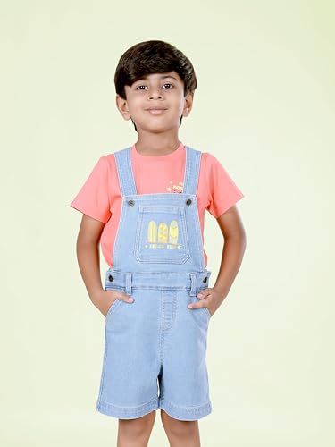 Image of KiddoPanti Boys Denim Dungaree Shorts