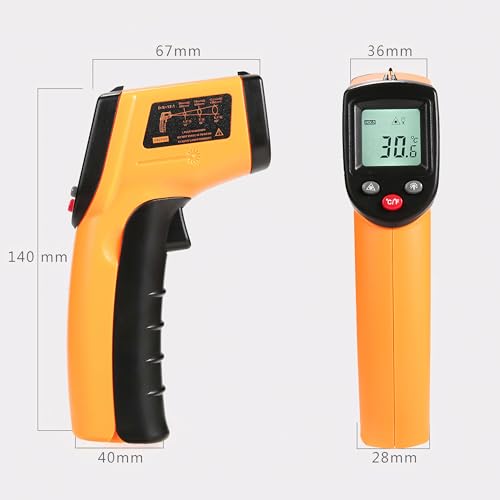 Retoo Infrarot Thermometer, Temperaturmessgerät, Digitale, Berührungslose, Laser Temperaturpistole, Hintergrundbeleuchtbares Bildschirm LCD, -50°C~380°C (-58~716°F), Temperaturmesser