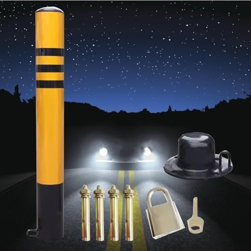 LWJSOCP Heavy-Duty Steel Parking Bollard, Traffic Barrier Post, Highly Visible Safety Barrier for Driveways, Available in 1, 2, or 4 Pieces, Ideal for Commercial Use