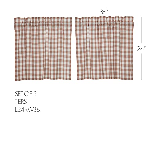 VHC-Brands-Annie-Buffalo-Portabella-Brown-Check-Farmhouse-Tier-Curtain-Set-24×36 VHC Brands Annie Buffalo Portabella Brown Check Farmhouse Tier Curtain Set 24×36