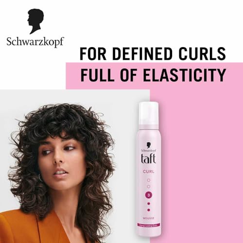 Image of TAFT Schwarzkopf Curl Hold 3 Hair Mousse, For Long Lasting Curls, Weather-Proof Formula With No Stickiness, Heat Protection And Shine, Silicone Free, Lightweight Styler To Controls Frizz, 200Ml