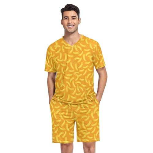 Laprad Macaroni Pasta Pajamas Set Men's Short Sleeve Sleepwear Two Piece Loungewear