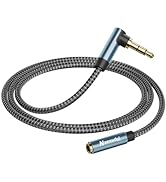 Nanxudyj 3.5mm Headphone Extension Cable 10FT/3M,Right Angle 3.5mm Male to Female Stereo Audio Ex...