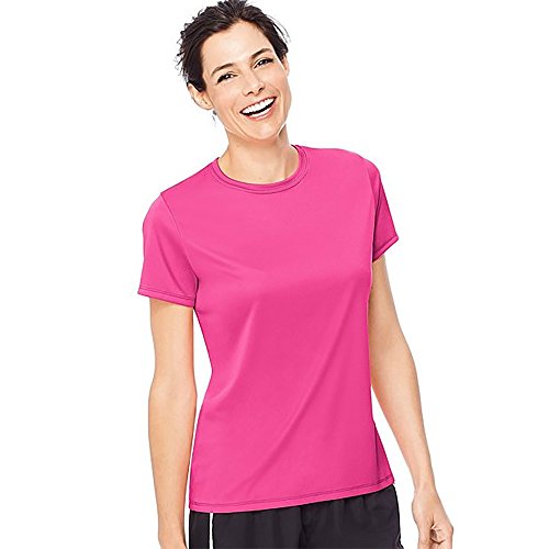 Hanes Women's Polyester Cool Dri T-Shirt - WOW PINK - Large