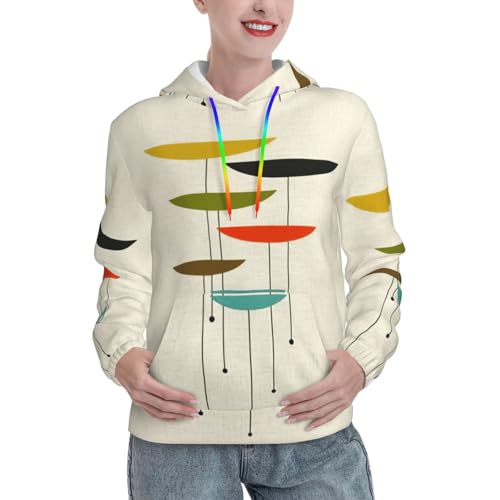 Sweat à capuche imprimé moderne graphique mi-siècle doté d'une grande poche kangourou