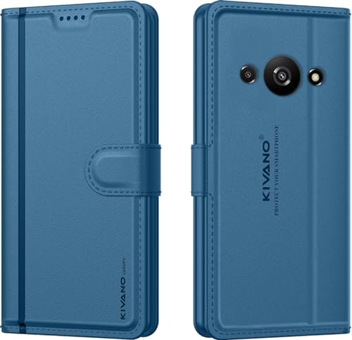 Image of KIVANO LUXE Compatible for Poco C61 / Redmi A3 / Redmi A3X Luxury Handmade Leather Magnetic Flip Folio Case | Card Holder & Kickstand | Slim Protective Cover | Unisex - Blue