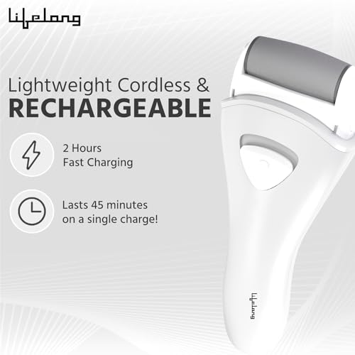 Lifelong Callus Remover Pedicure Device for Feet & Heels | Electronic Foot Scrubber For Dead Skin Removal| 3 Changeable Roller Heads | With Adapter... - Image 6