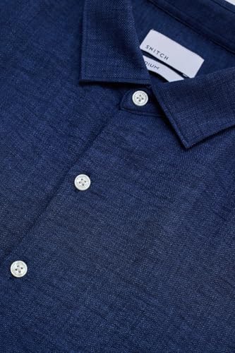 Image of SNITCH Navy Textured Collared Shirts