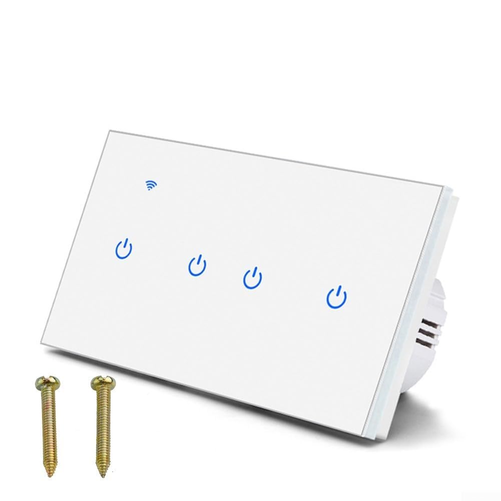 Interrupteur intelligent pour application Tuya - Interrupteur tactile Wi-Fi 2 voies avec télécommande vocale et application - 220 V 10 A - Ampoules à économie d'énergie et ampoules à incandescence