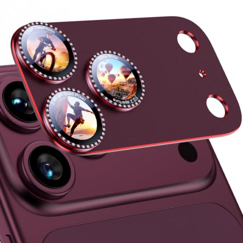 Uyiton for iPhone 18 Pro Max Camera Lens Protector, Diamond Burgundy