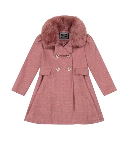 Rothschild Princess Coat w/Removable Faux Fur Collar Pink/Gold Sparkle - 7/8