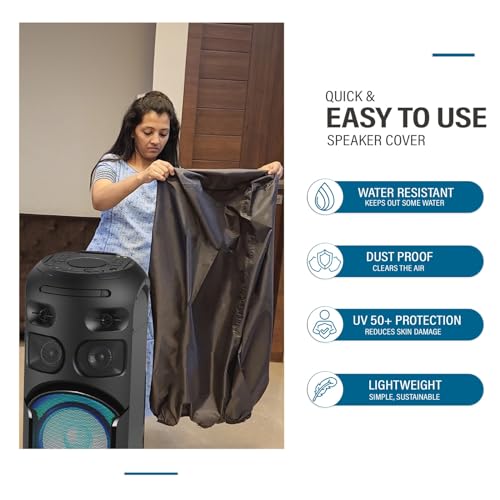 Image of Autofact Premium Dust Cover for Party Speakers upto Dimesnions 36-inch Height & 16-inch Diameter , Ideal for Sony MHC V73D, JBL, Boat & More - Keep Your Audio Gear Clean and Dust-Free (Grey)