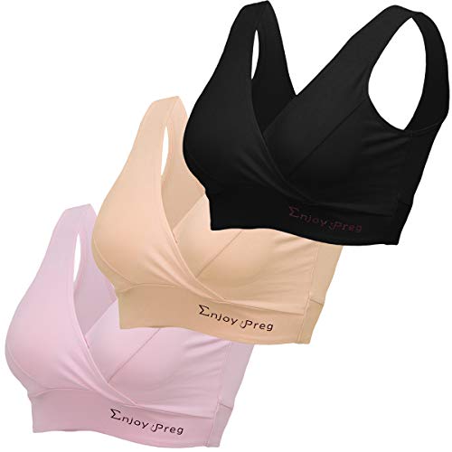 LOVELYBOBO 3 Pack Reggiseno Attamento Premaman, Reggiseni Allattamento per Gravidanza in Cotone Premium, Top Drmire, Senza Fili, Senza Suciture, Racerback