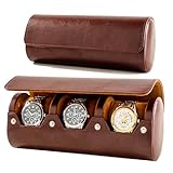 Mr.Okay 3 Watch Travel Case - Classic Leather Watch Case With Perfect Texture.(Watch Carrying Case Or Organizer For Storage And Display). Mens Watch Case for Travel Handcrafted by Craftsmen