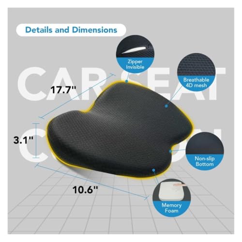 Coussin siège voiture memory foam soutien ergonomique hanche gris foncé - 2