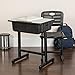 Flash Furniture Adjustable Student Desk and Chair Set for Classrooms or Remote Learning, Adjustable School Desk with Chair and Book Box, Gray/Black