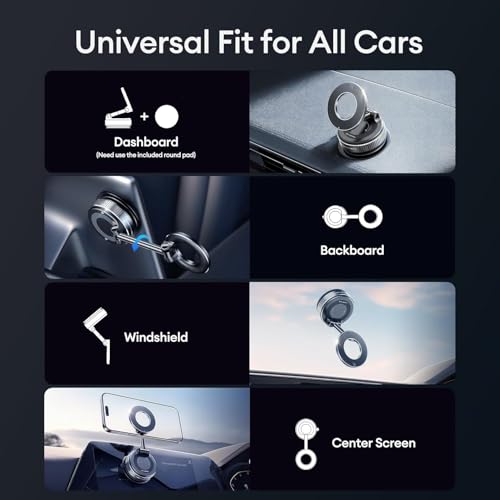 Image of GadgetBite 360 Magnetic Car Mobile Holder for Dashboard Vacuum Suction Phone Holder Mount Hand Free Magnetic Cell Phone Stand with Strong Grip Shockproof Suction Cup for Car Gym Office Table - Black