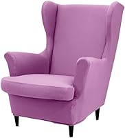 Vista 30 de Fundas para silla Wingback, 2 piezas, fundas elásticas para sillón de ala de color sólido con parte inferior elástica, protector de muebles