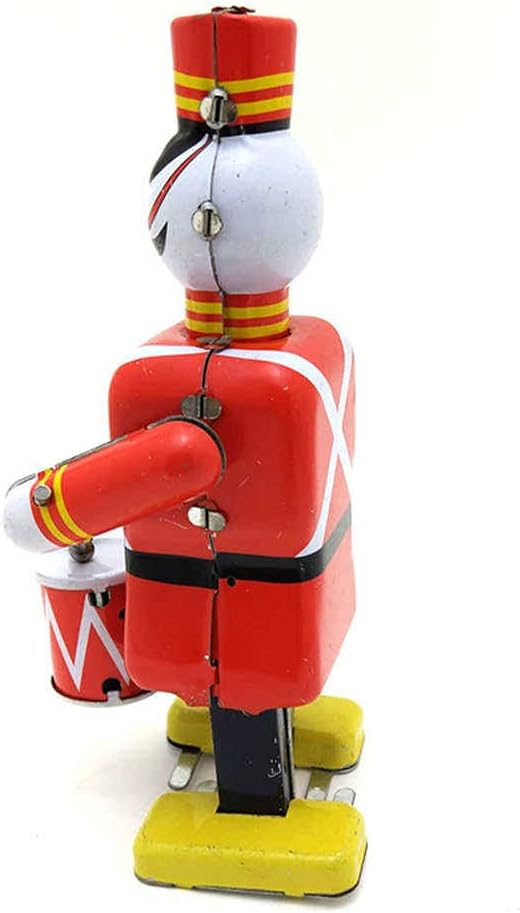 Charmgle Wind-up Tin Toy Retro Clockwork Walking Robot Drummer Figure Toys Adult Collection Party Favor Furniture Restaurant Window Ornaments
