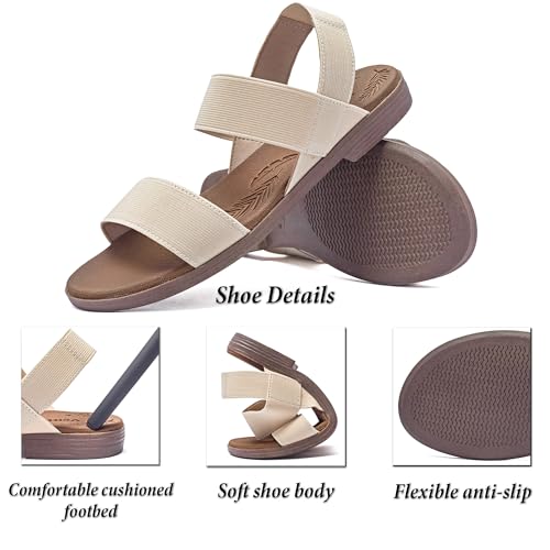 Image of Veittes Women's Flat Slide Sandals Elastic Strap Sandals