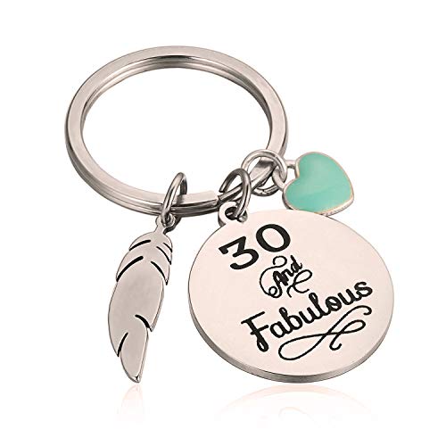 30th Birthday Gift for Her 30 And Fabulous Keychain Gift for Friends Wife