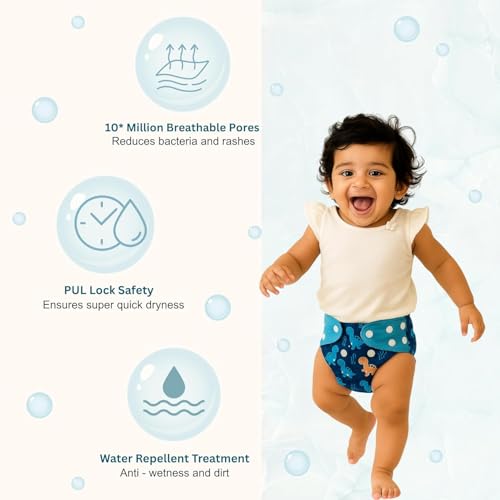 Image of Blushbaby Premium Reusable Cloth Diaper for Babies (3 Months - 3 Years) | 1 Washable Diaper with 1 Insert Pad | Adjustable, Leak-Proof, rash free & Absorbent | Freesize Diaper (5-18kg)