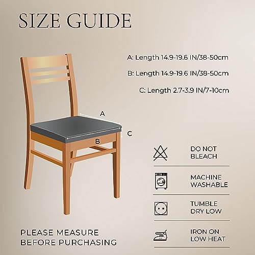 Image of SearchI Stretch Dining Chair Seat Covers Set of 8, Soft Removable Washable Seat Covers for Dining Chairs, Dining Room Seat Cover Slipcover Protector (Rear-Covered, Beige)