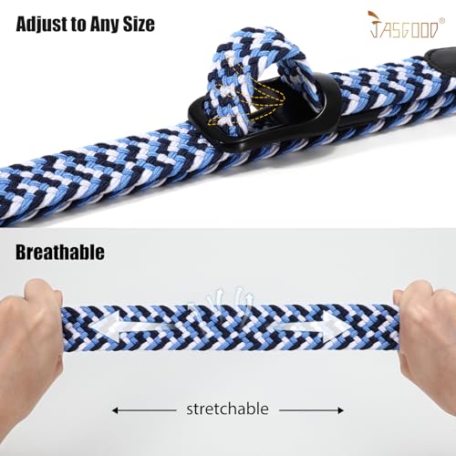 Image of JASGOOD Stretch Belt for Men, Men Women Elastic Woven Braided Belt 1 3 /8 Casual Belt Golf Belt for Jeans Pants