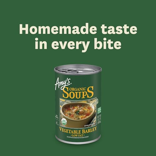 Amy's Soup, Vegan, Organic Vegetable Barley (Tomatoes, Carrots and Celery) Low Fat, 14.1 oz (Pack of 12)