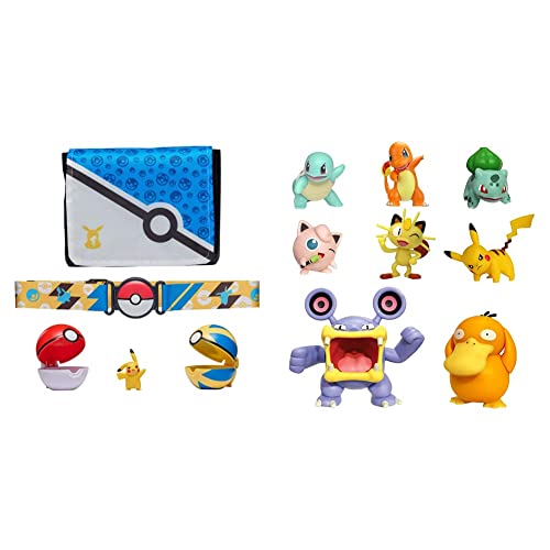 Pokemon Bandolier Set - Features A 2-Inch Pikachu Figure & Battle Figure 8-Pack - Comes With 2” Pikachu, 2” Bulbasaur, 2” Squirtle, 2” Charmander, 2” Meowth, 2" Jigglypuff, 3” Loudred, And 3” Psyduck #TOP5