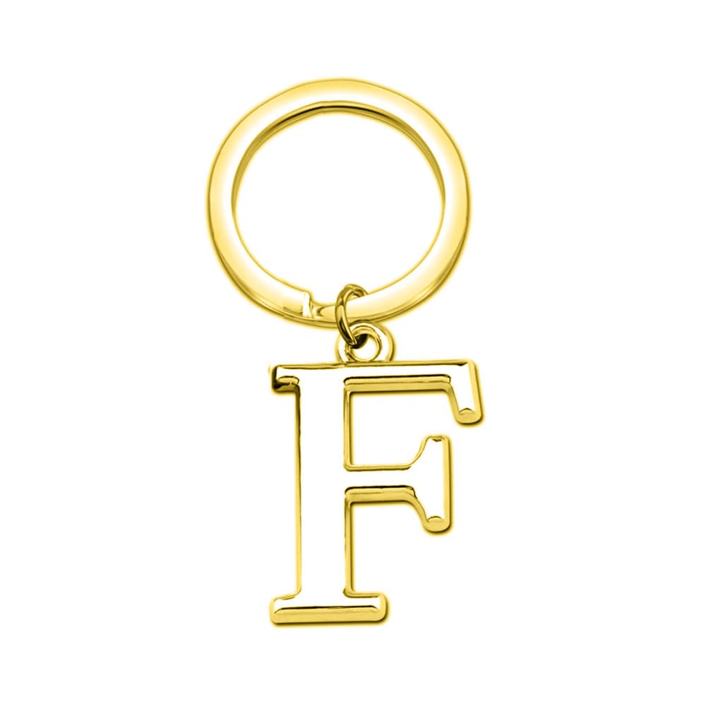 Rohans Unisex F Gold Keyring Letter - Initial Alphabet Key Ring Charm Silver And Gold (Gold, F)