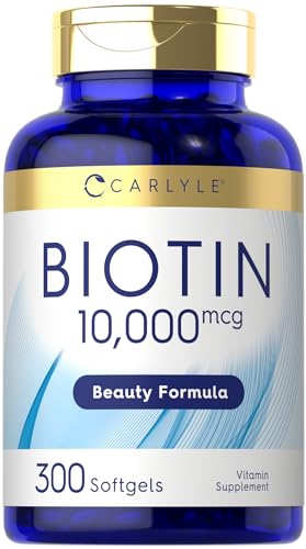 Carlyle Biotin 10000mcg | 300 Softgels | Max Strength | Non-GMO Gluten Free Supplement | by