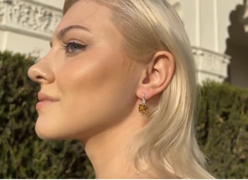 "Solara" Citrine Dangle Women Earrings - November Birthstone Jewelry, Yellow Gemstone Earrings, Elegant Gift for Her3