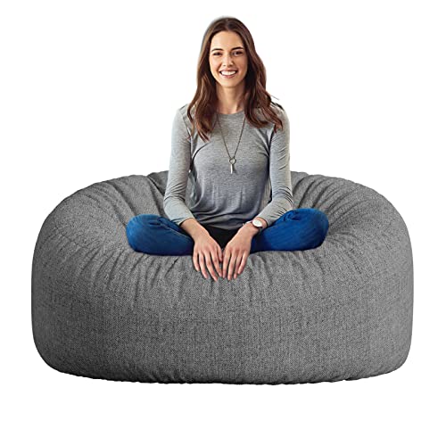 Taotique Bean Bag Chair Cover(Cover Only, No Filler) Soft Skin Cooling Cotton Linen Bean Bag Cover For Adults/Teens/Kids In Summer Washable Bean Bag Couch Cover (Dark Grey, 4Ft (47 × 33.5Inch)) #TOP5