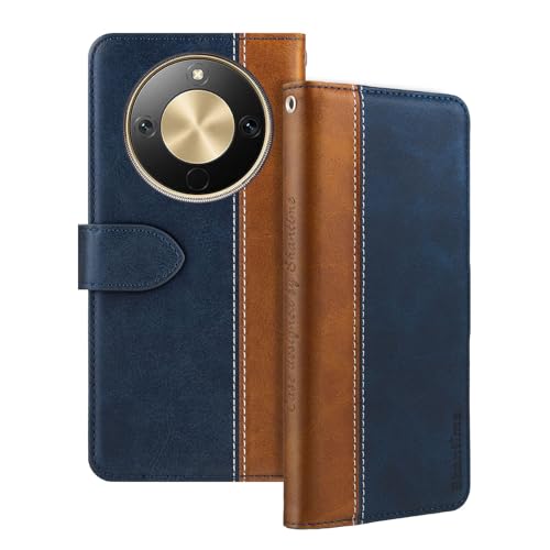 Shantime Leather Flip Case Compatible with Huawei Honor X70 New 5G 2026 MTN-AN00 Case with Card Holder RFID Blocking Magnetic Kickstand Slim Fit Business Protective Cover(Blue)