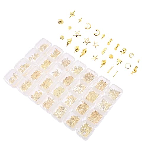 PartyKindom Nail Art Charms Star Moon Jewelry Set Shiny Decorations for DIY Manicure 28 Pieces Accessory Kit
