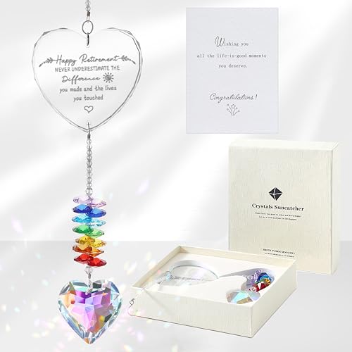 Retirement Gift Crystal Suncatcher, Retirement Gifts for Women, Gifts for Retired Friend Coworker Nurse Boss Teacher
