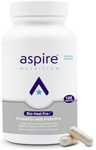 Aspire Nutrition Bio-Heal Pro+ Suplemento de cápsulas probióticas 6 en 1 – Fórmula probiótica diaria para mujeres, hombres y niños – Suministro para