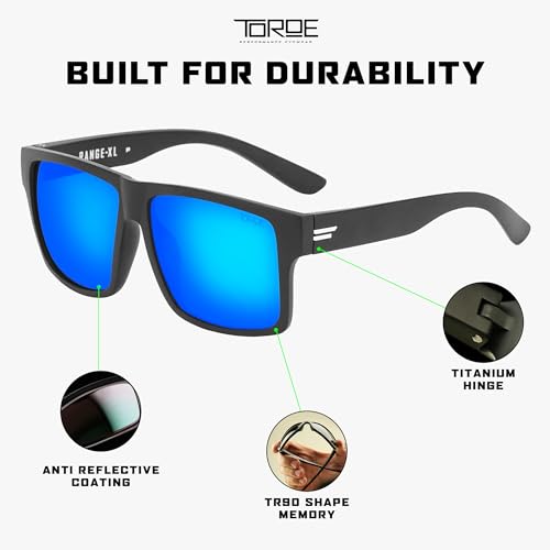 Image of TOROE Eyewear Matte Black RANGE XL Frame Sunglasses Light Weight TR90 Frame, Polarized Polycarbonate Lens