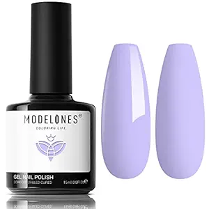 modelones Gel Nail Polish,15ML Pastel Purple Gel Polish Soak Off Light Purple Nail Polish, 2023 Spring Pastel LED Nail Art Manicure Holiday Gel Nail Kit Gifts for Women DIY Home Salon