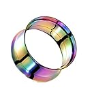 Seis colores a elegir Tata Gisèle Plug Tunnel - Carlector de orejas de acero quirúrgico 316L – Túnel doble con tornillo – Diferentes tamaños y colores a elegir, Acero inoxidable,