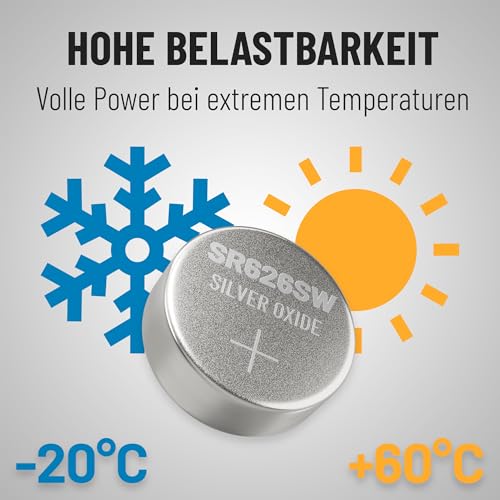 ABSINA 50er Pack SR626SW Uhrenbatterie 1,55V Silberoxid - 377 SR66 626 AG4 – Ansicht 6