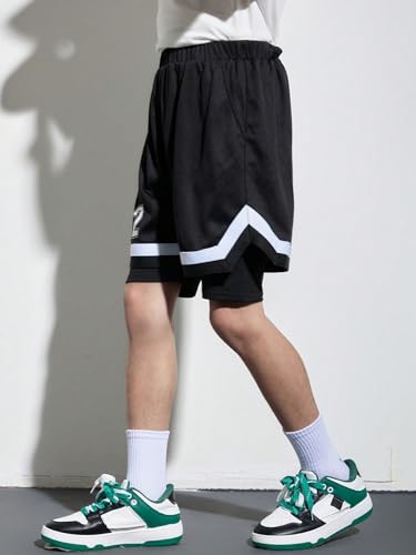 SOLY HUX Shorts esportivos de verão para meninos, casual, academia, corrida, basquete, Preto, 9 Year