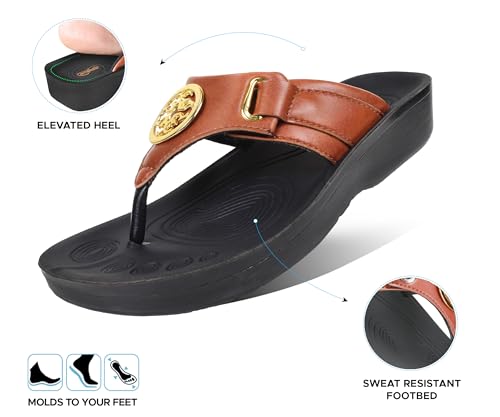 Image of AEROTHOTIC Arch Support Flip Flops for Women Comfortable Stylish Straps with Non Slip Footbed Fashion Dressy Sandals Outdoor Travel Vacation Essentials