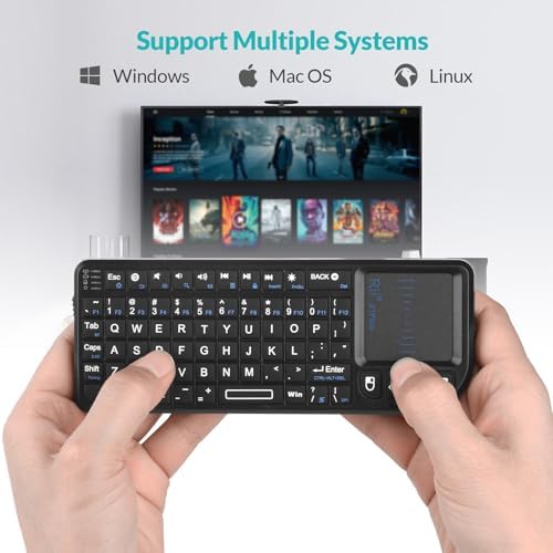 Rii Mini Keyboard with Touchpad,Bluetooth Keyboard Backlit,Handheld Wireless Keyboard for Smart TV,Android TV Box,Fire TV Stick,HTPC,Projector,PC,Smartphone,Office,Home - 2
