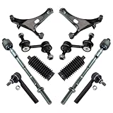 TRQ Front Steering & Suspension Kit Control Arm with Ball Joint Steering Rack & Pinion Bellow Sway Bar Stabilizer Link Tie Rod Compatible with 2005-2009 Subaru Legacy Outback