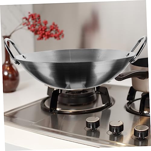 Wok de acero inoxidable con doble asa y borde liso miniatura 5