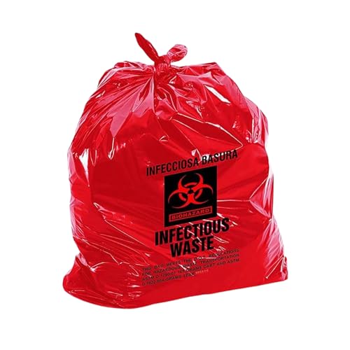 SurgiMac Biohazard Waste Bags â€“ Red, 11x14 Inch, 1-3 Gallon, with Biohazard Symbol, Infectious Waste Disposal Bags â€“ Pack of 50